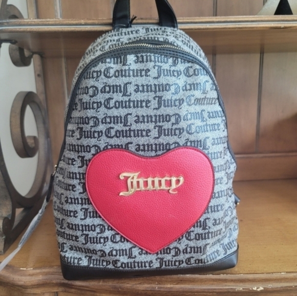 New Juicy Couture Black Red Backpack Handbag Forget Me Not Diaper  Bag - Picture 1 of 5